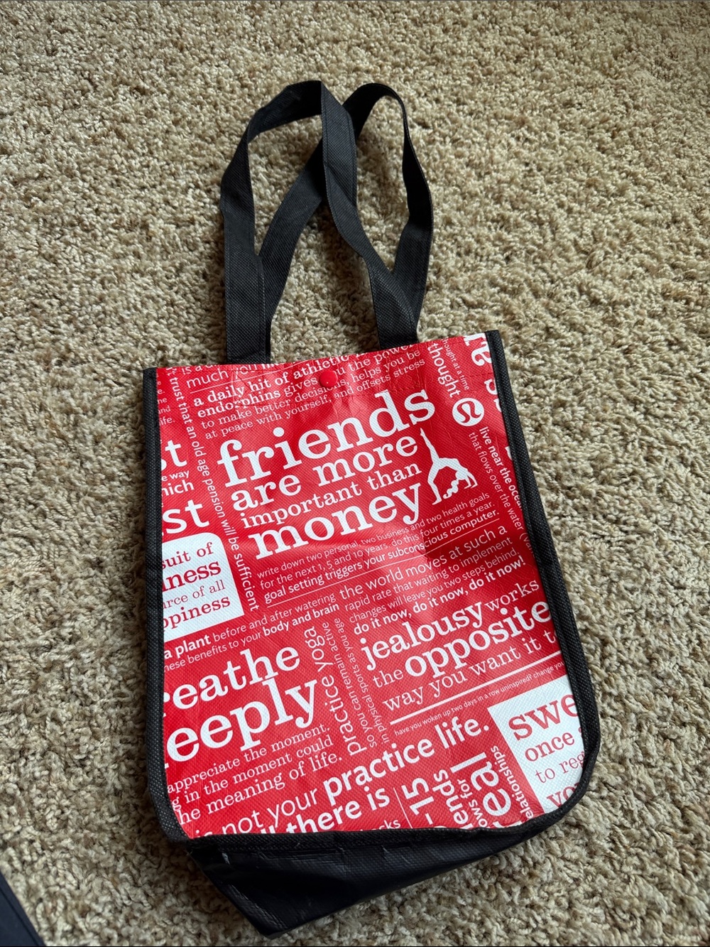 Lululemon Graphic Tote Bag with Black Straps